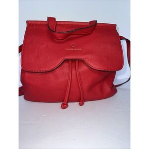 Nanette Lepore Red Faux Leather "Arabelle" Crossbody Backpack  Bag Tote